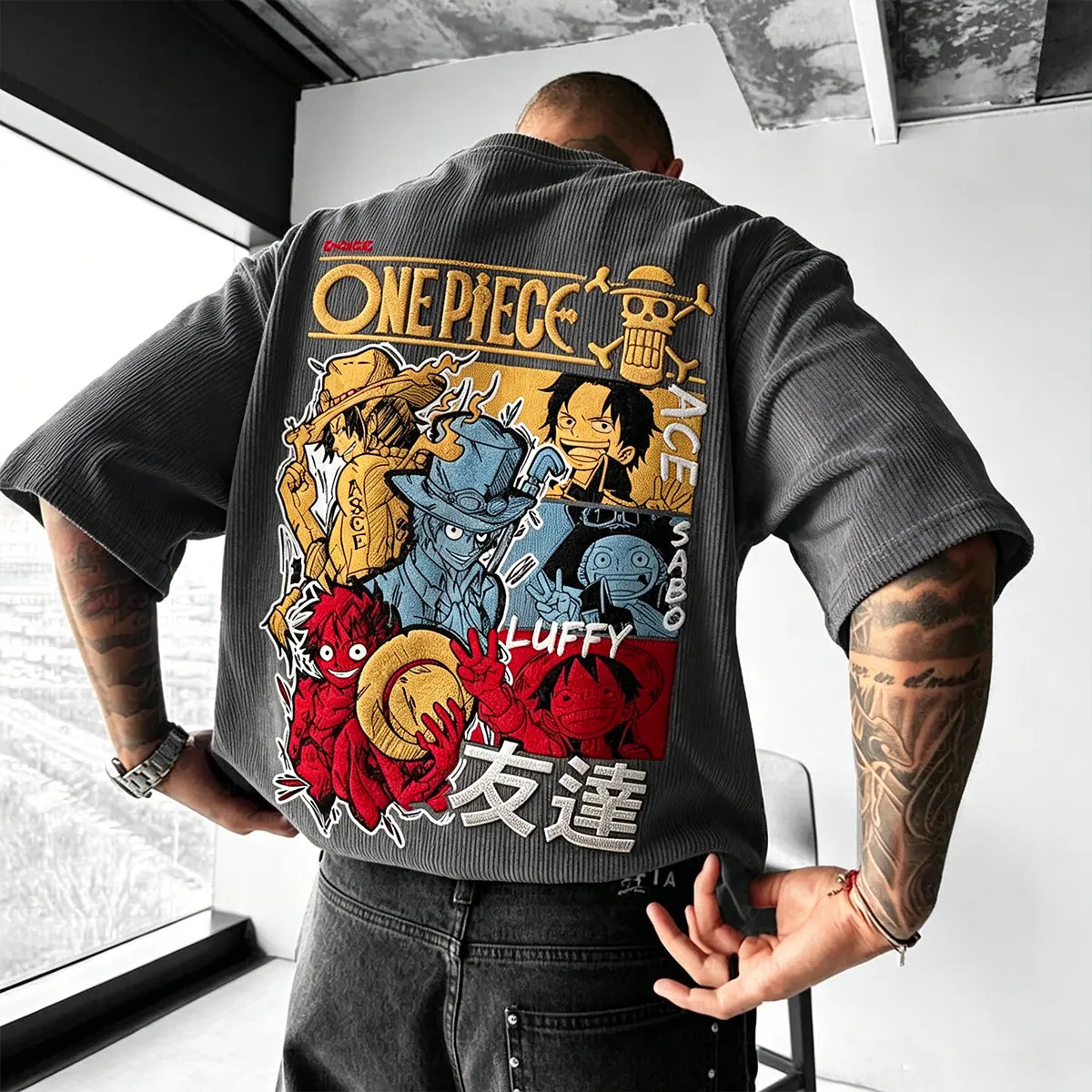 One Piece Unisex Anime Inspired Vintage Corduroy T-Shirt