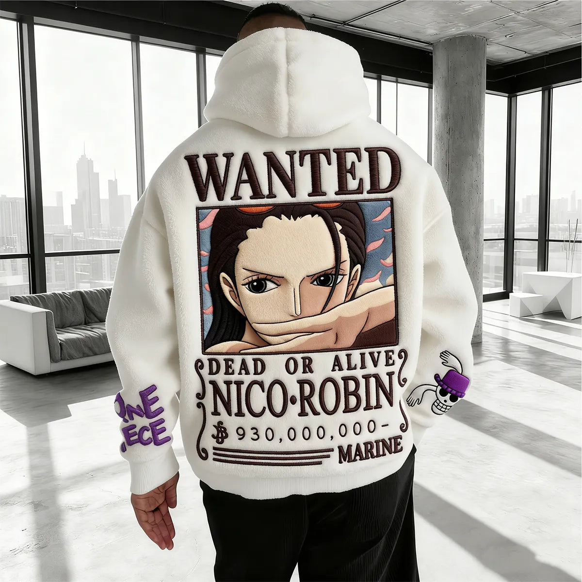 One Piece Color-blocked Plush Hoodie