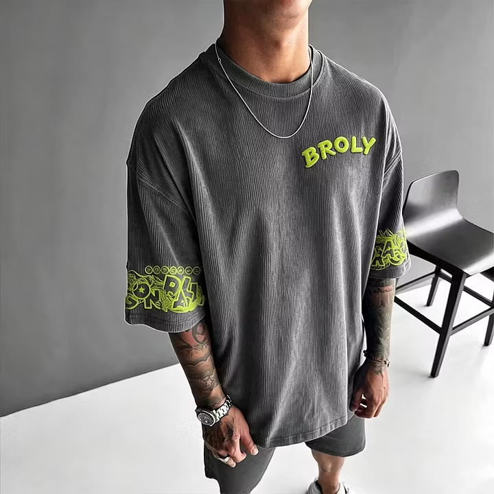 Dragon Ball Anime-Inspired Vintage Waffle Knit T-Shirt