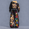 Pokémon-Women's Asymmetric Off-Shoulder Cut-Out Sweatshirt & Wide-Leg Sweatpants 2-Piece Set