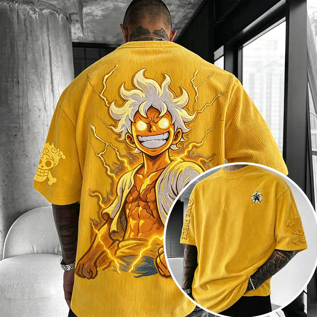 One Piece Unisex Anime Inspired Vintage Corduroy T-Shirt
