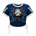 One Piece Women's Slim-Fit Short-Sleeve T-Shirt With Anime Print And Side Drawstrings