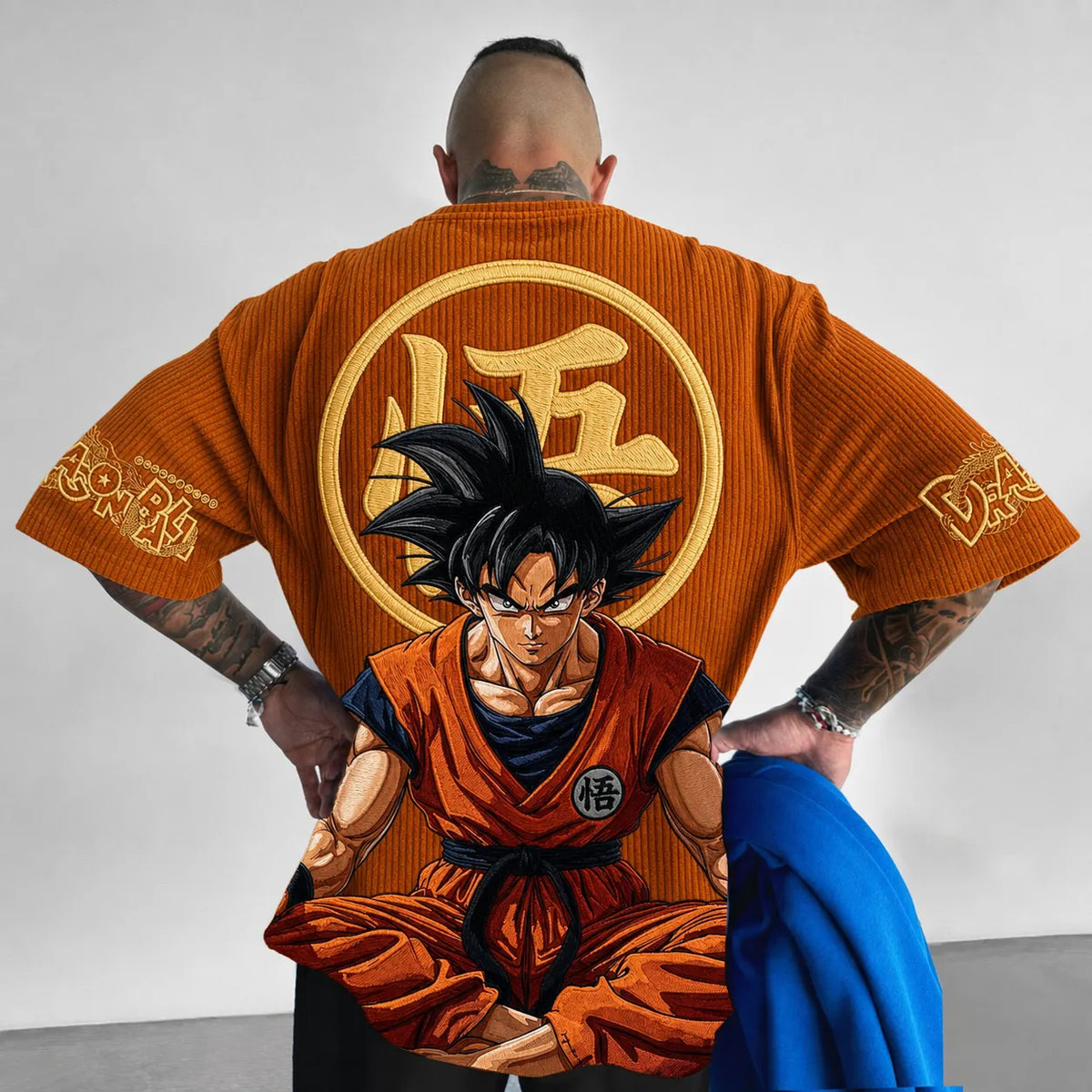 Dragon Ball Unisex Anime-Style Retro Corduroy Oversized T-Shirt