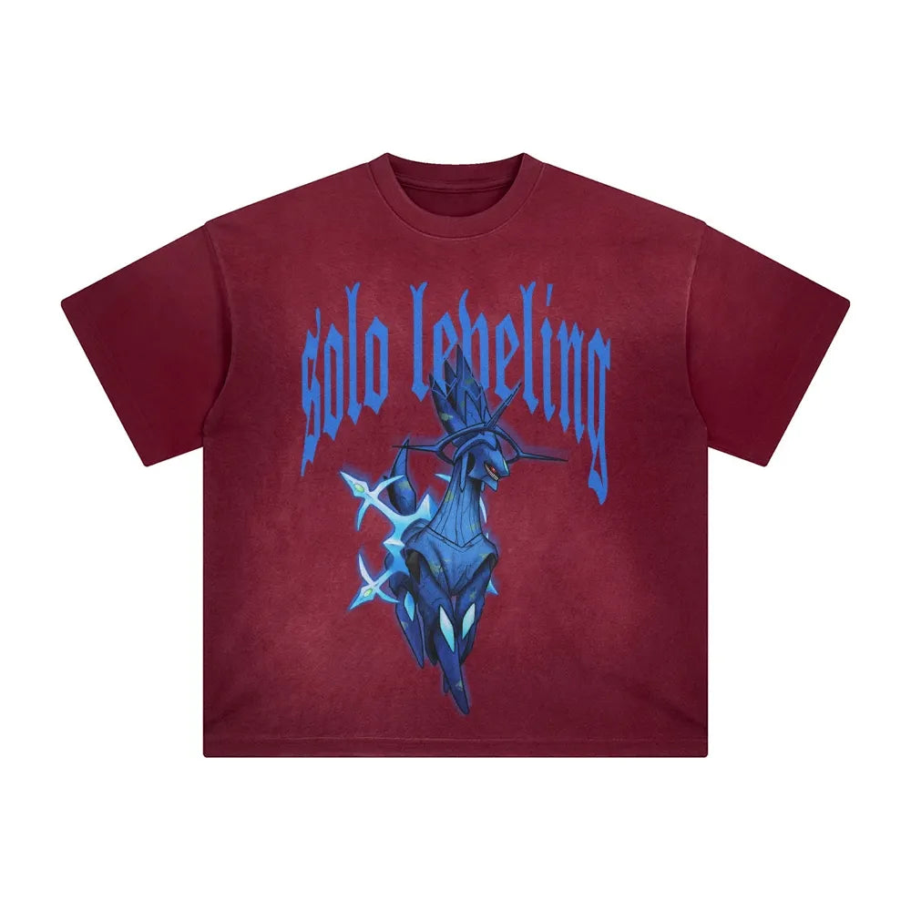 SL-Unisex Anime Inspired Washed  Vintage T-Shirt