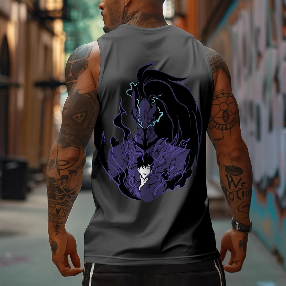 SL-Oversized Anime Print Gym Tank Top