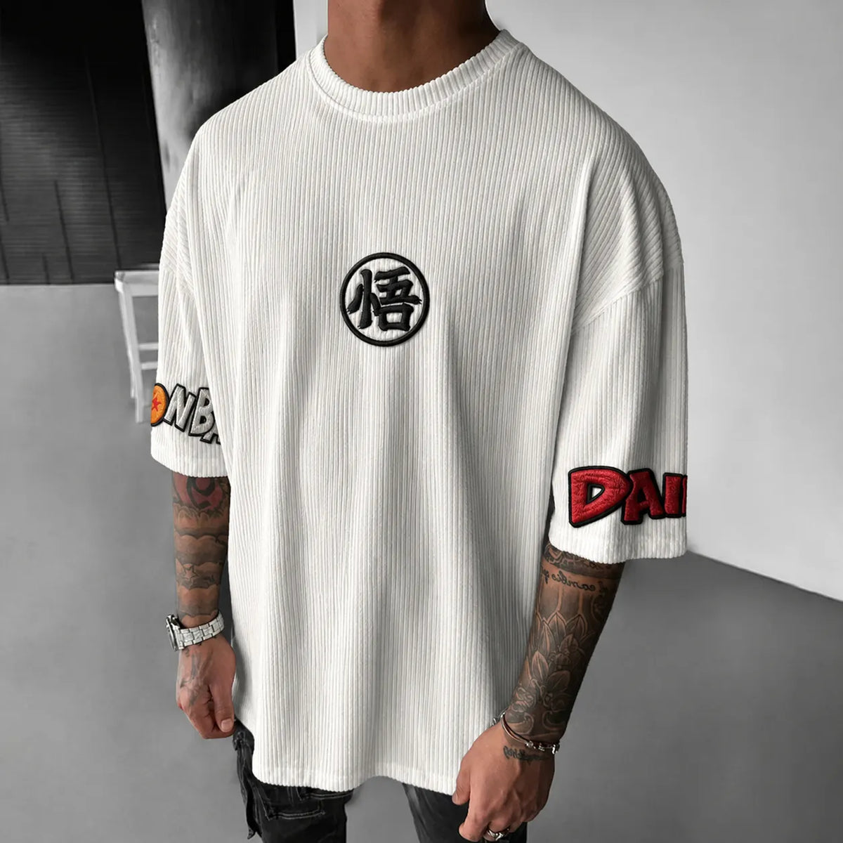 Dragon Ball Unisex Anime-Style Retro Corduroy Oversized T-Shirt