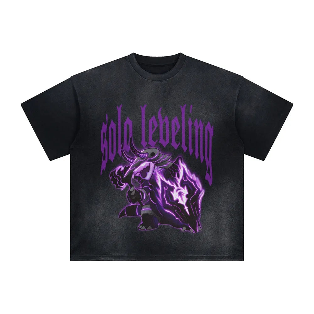 SL-Unisex Anime Inspired Washed  Vintage T-Shirt