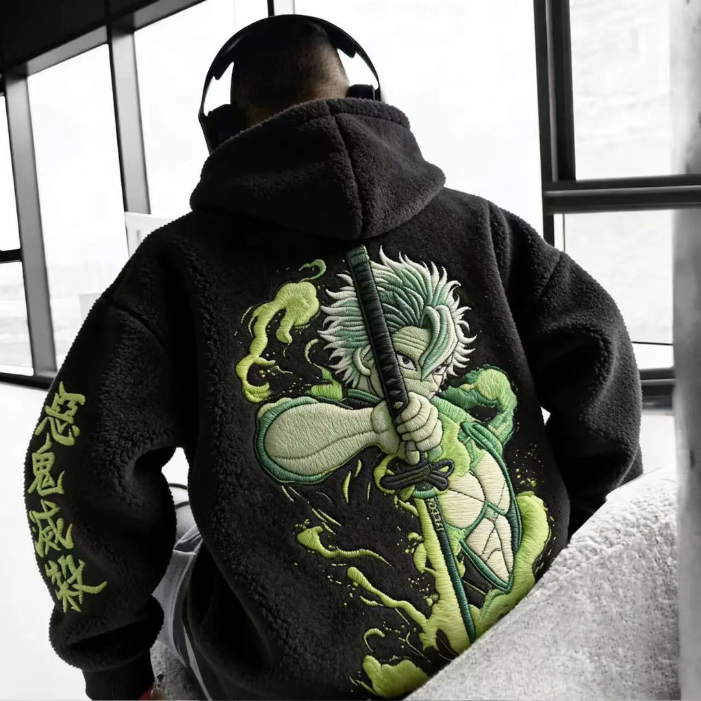 KNY Color-blocked Corduroy Hooded Sweatshirt