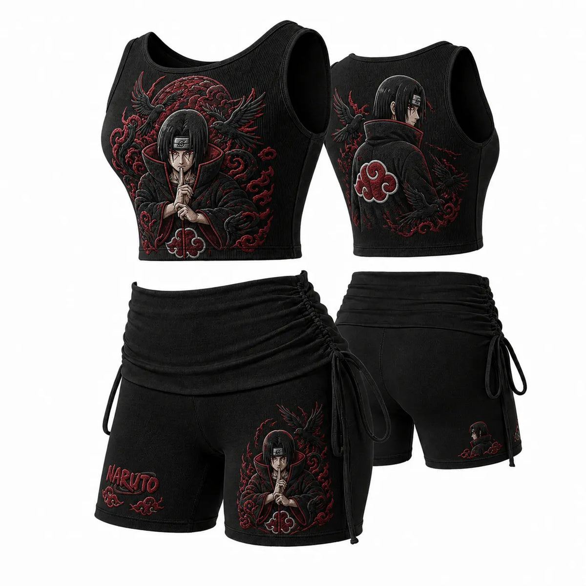 NINDO Women's Anime-Print Tank Top And Shorts Sports Set
