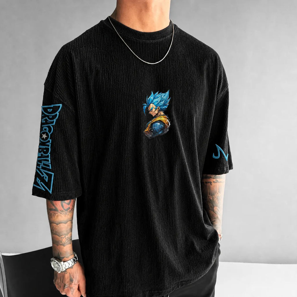 Dragon Ball Unisex Anime-Style Retro Corduroy Oversized T-Shirt