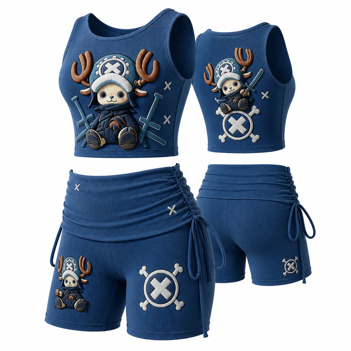 One Piece Women's Anime-Print Tank Top And Shorts Sports Set