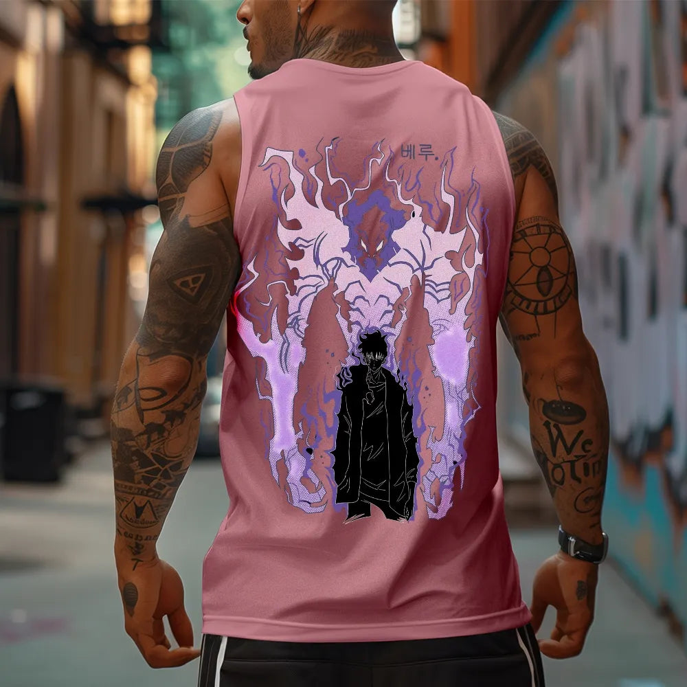 SL-Oversized Anime Print Gym Tank Top