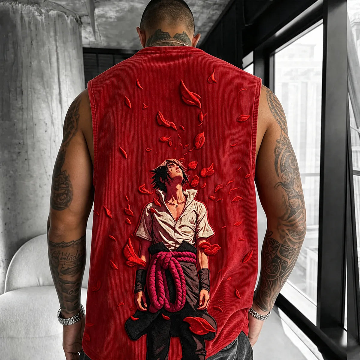 NINDO Unisex Anime-Style Retro Corduroy Tank Top