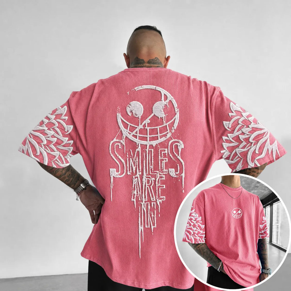 One Piece Unisex Anime-Style Retro Corduroy Oversized T-Shirt