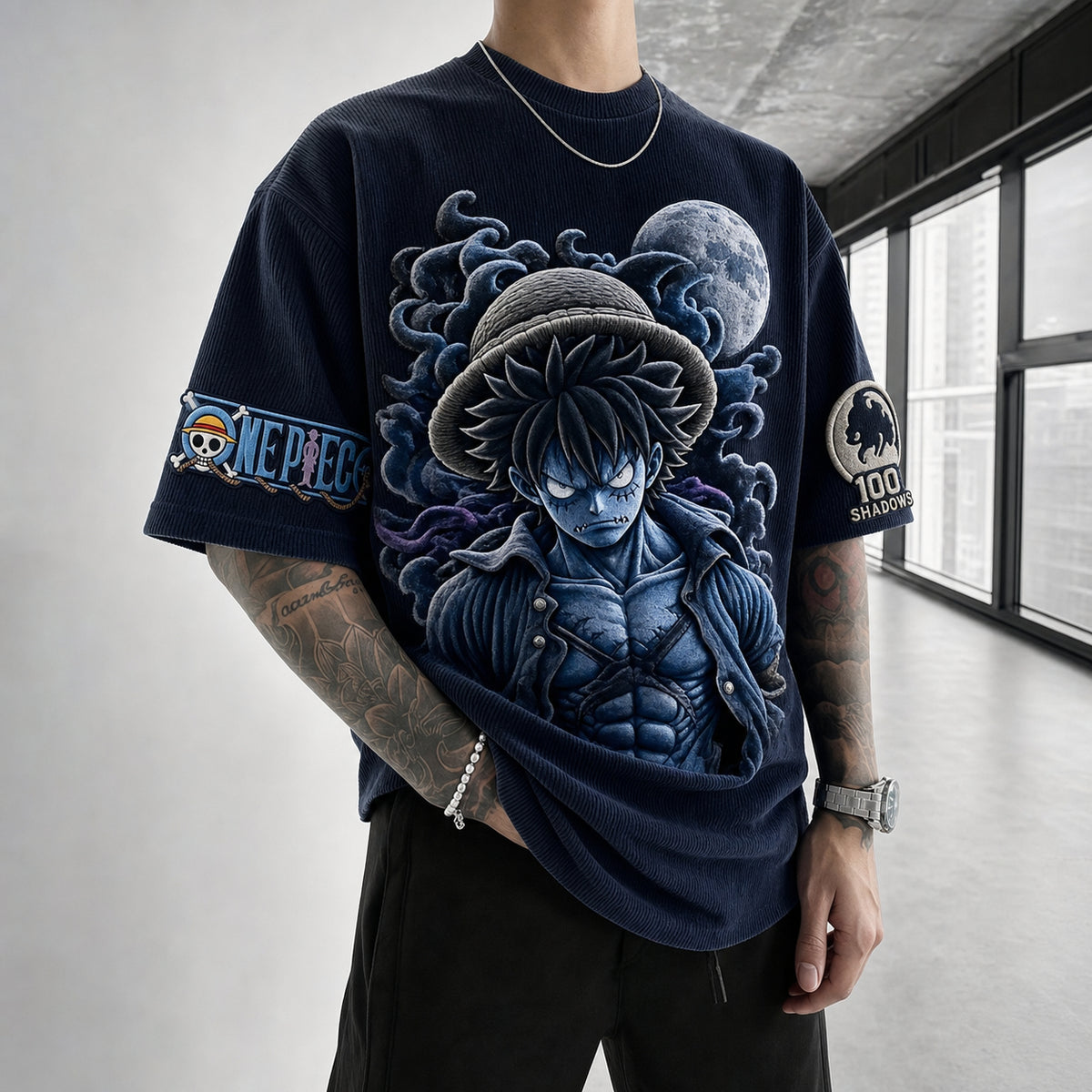 One Piece Unisex Short-Sleeve Corduroy T-Shirt With Anime Print