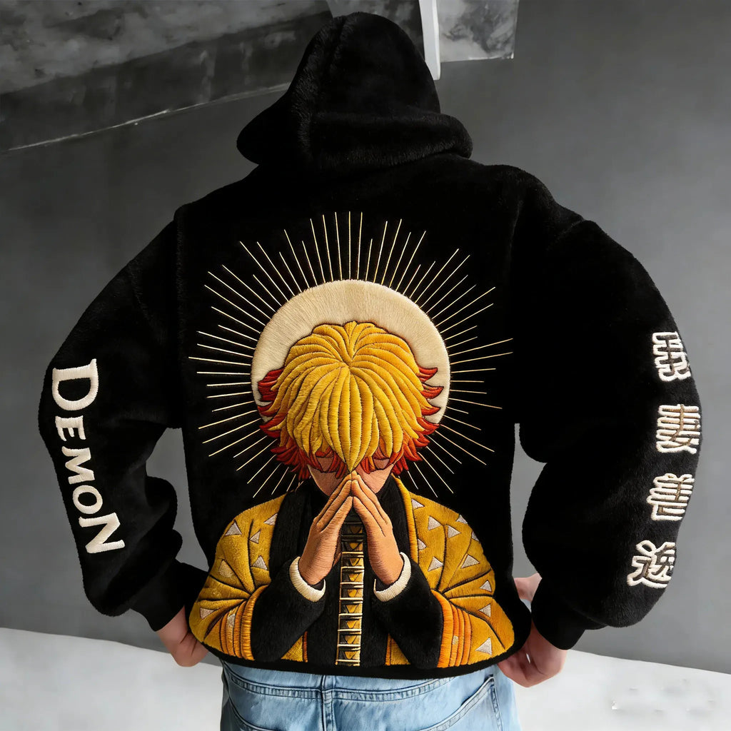 KNY Color-blocked Corduroy Hooded Sweatshirt