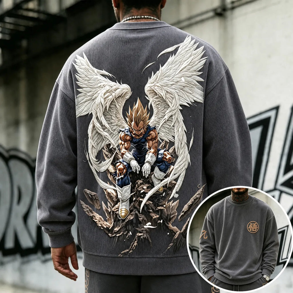 Dragon Ball Unisex Retro Corduroy Sweatshirt In Anime Style
