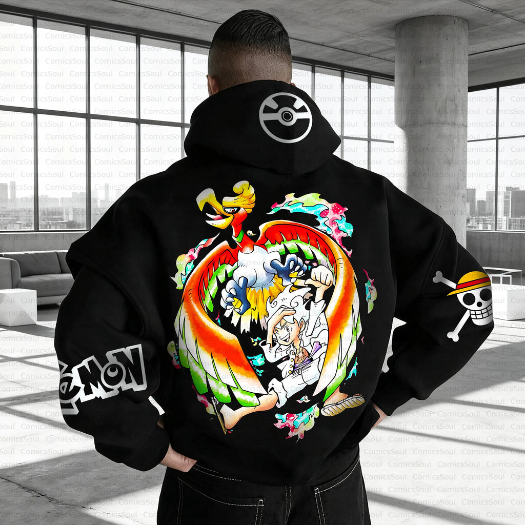 PKM-Unisex Anime Inspired Vintage Plush Hoodie