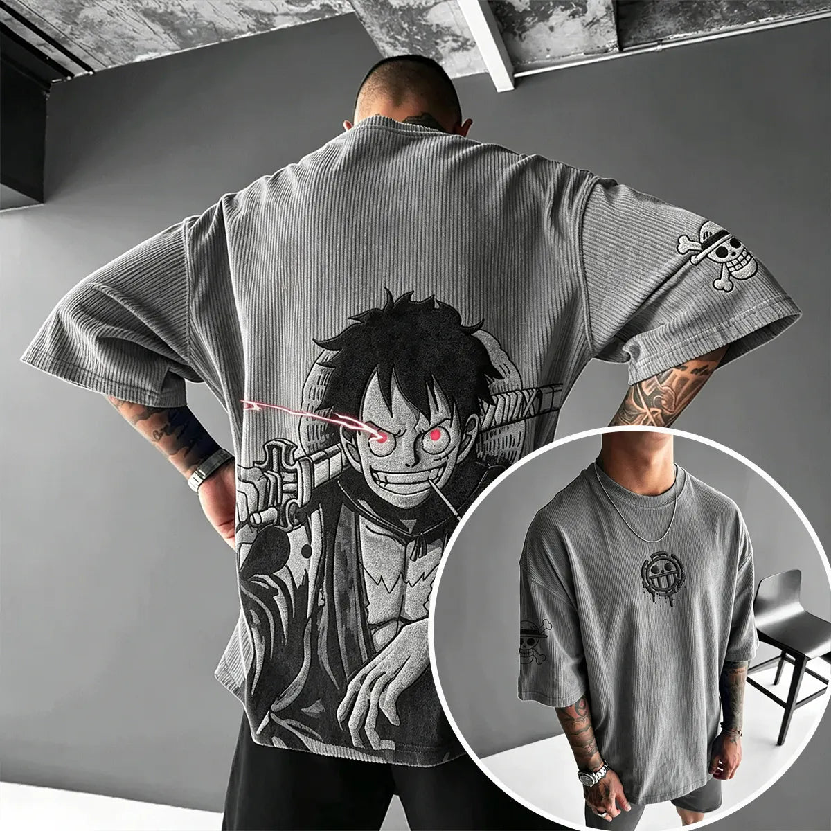 One Piece Unisex Anime Inspired Vintage Corduroy T-Shirt