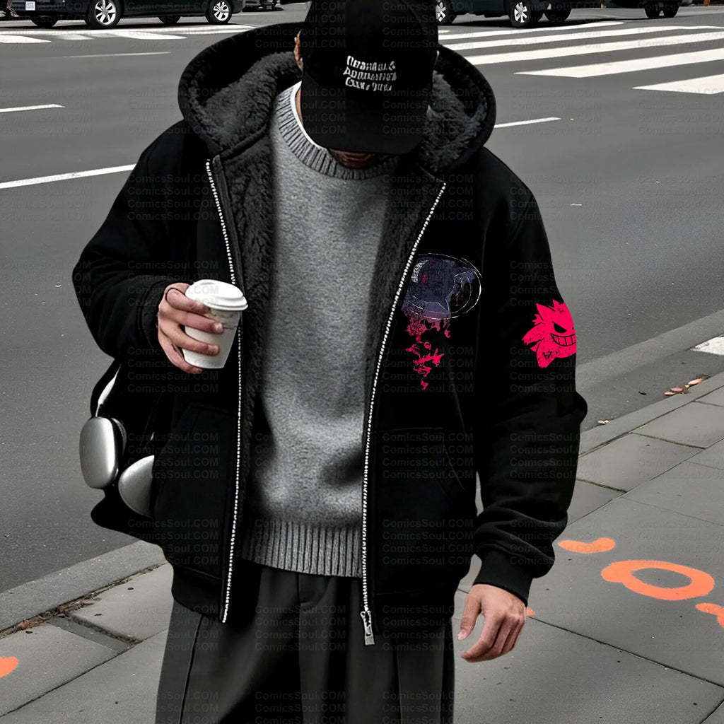 PKM-Unisex Graphic Streetwear Vintage Zipper Cardigan Plush Hoodie