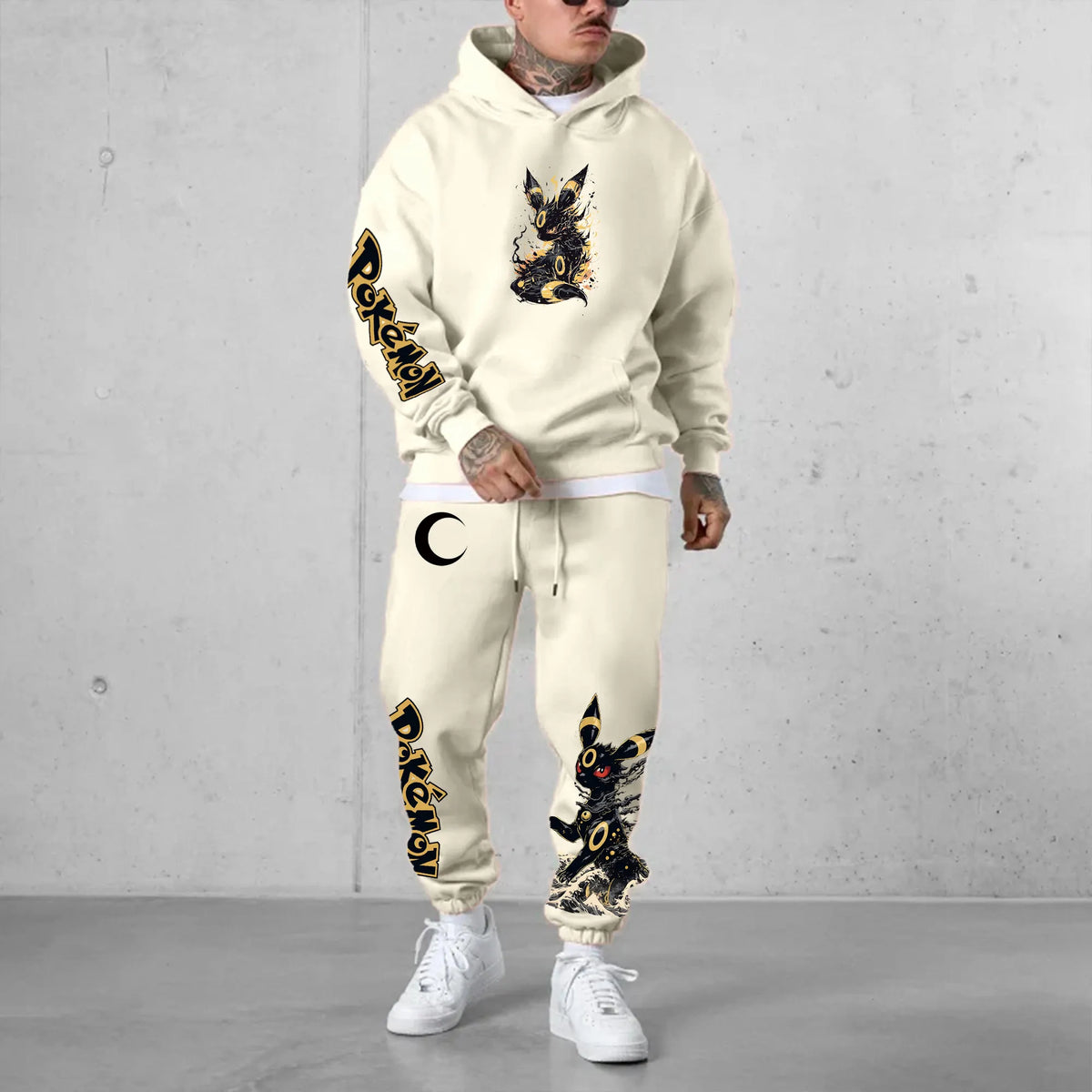 PKM-Unisex Anime 3D Print Fleece Hoodie and Pants Set