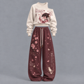 The Apothecary Diaries-Women's Asymmetric Off-Shoulder Cut-Out Sweatshirt & Wide-Leg Sweatpants 2-Piece Set