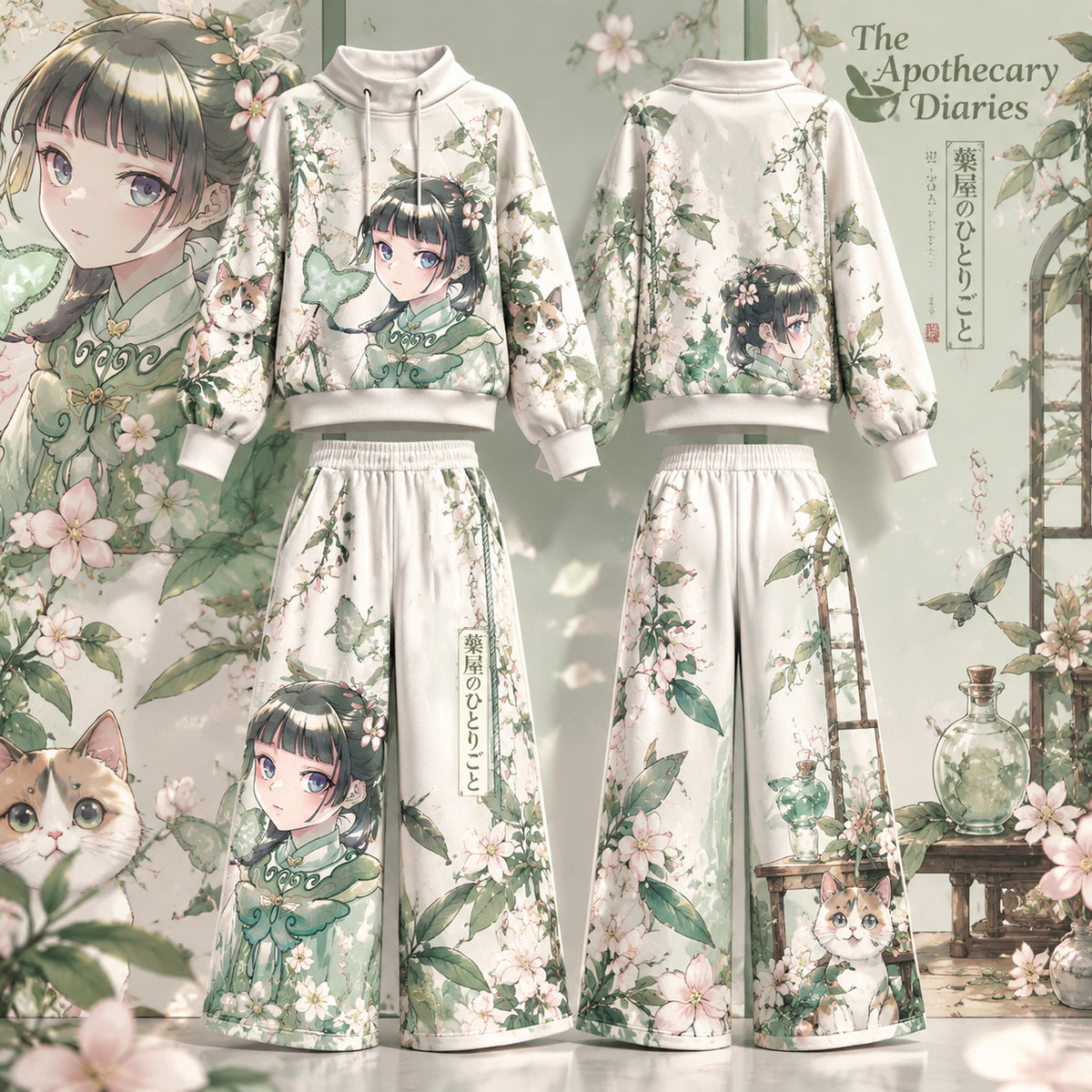 The Apothecary Diaries vintage hoodie and shorts set