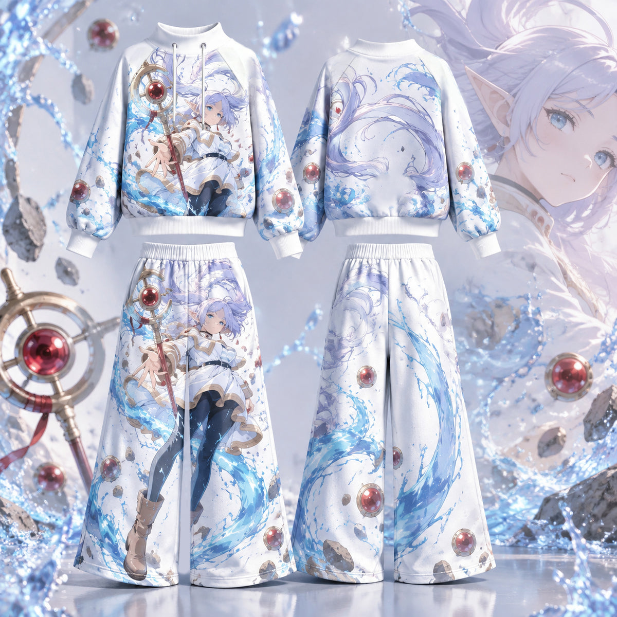 Frieren: Beyond Journey's End vintage hoodie and shorts set