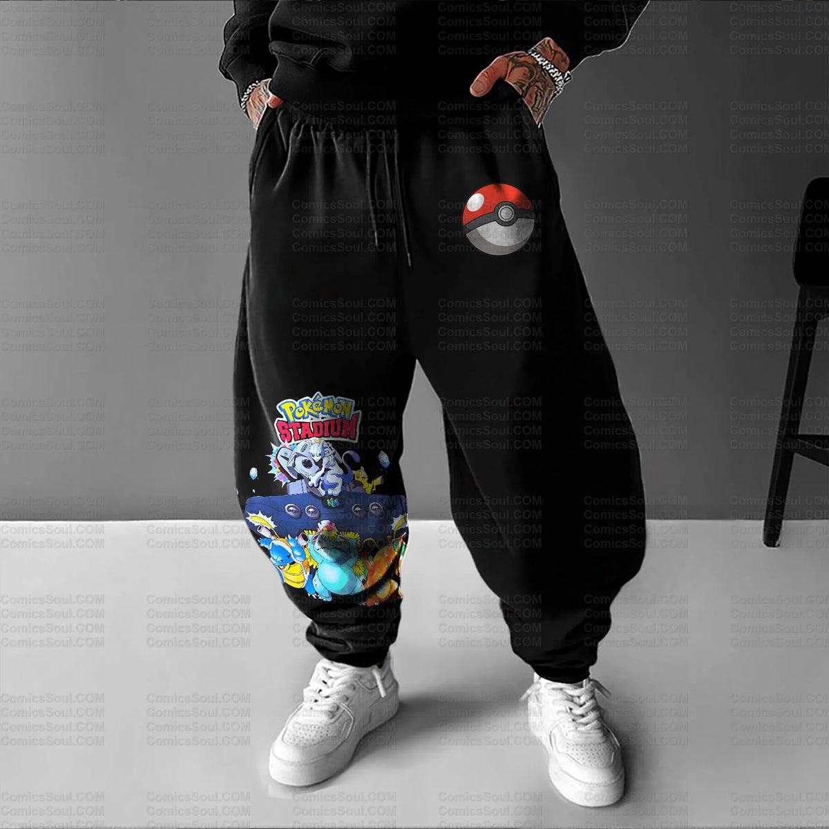 PKM-Unisex Anime Inspired Vintage Plush Pants