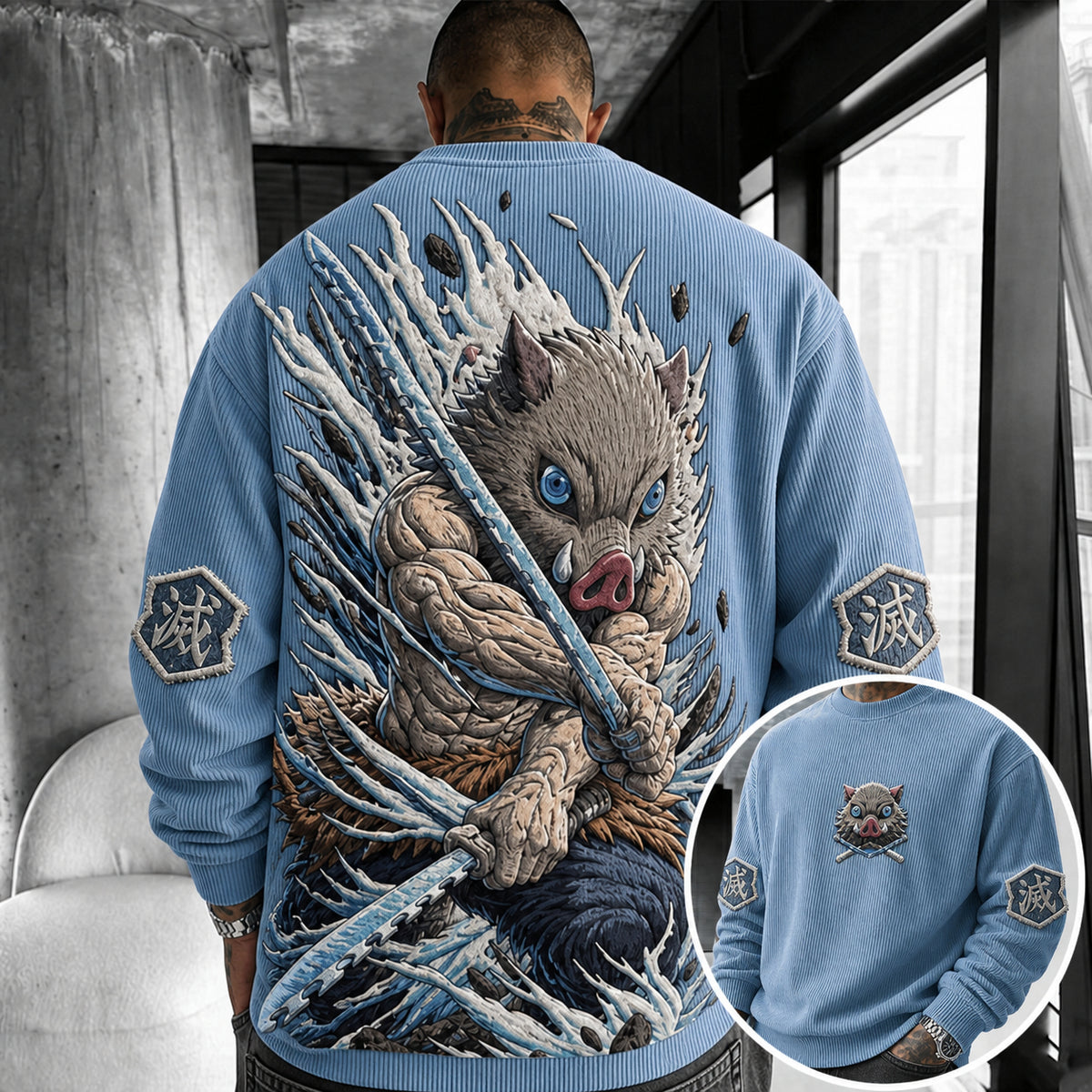 KNY Unisex Anime-print Crewneck Sweatshirt
