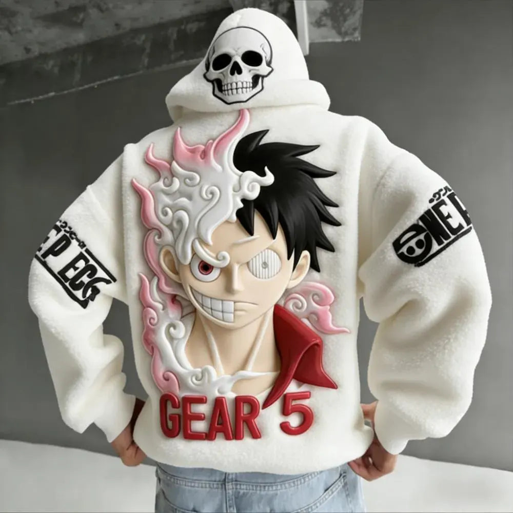 One Piece Color-blocked Plush Hoodie