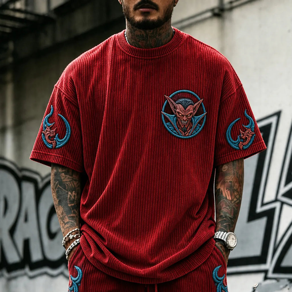 Dragon Ball Unisex Anime-Style Retro Corduroy Oversized T-Shirt