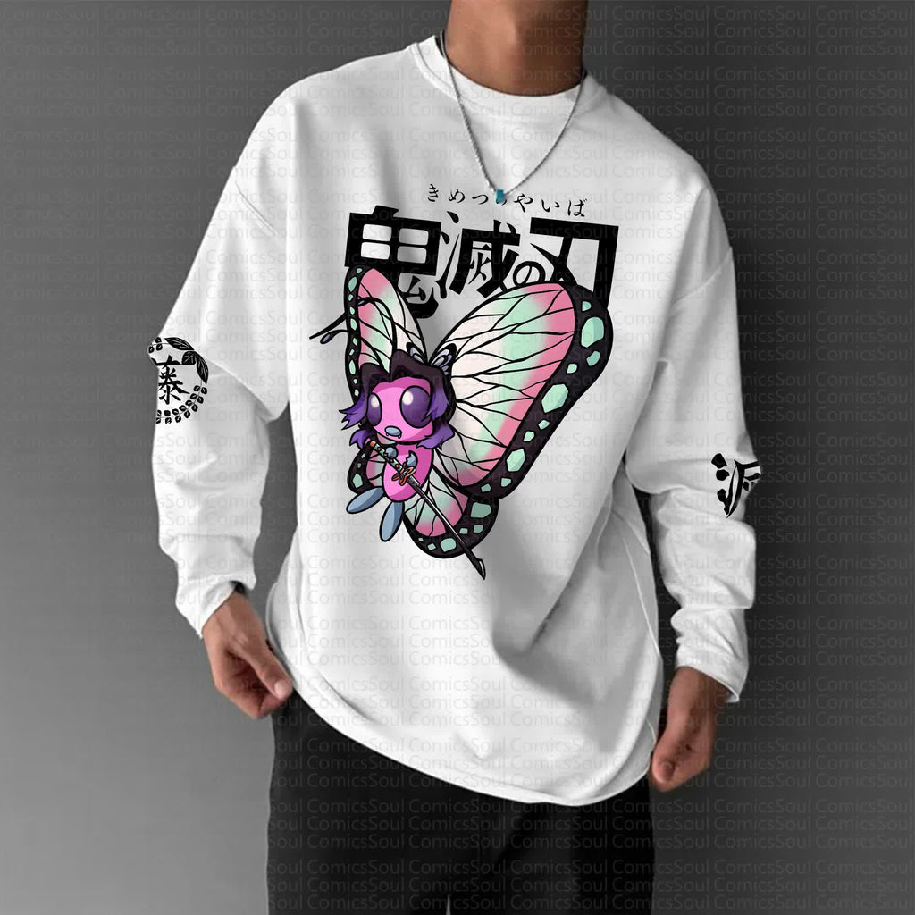 PKM-Unisex Anime Graphic Streetwear Vintage Long-Sleeved T-shirt