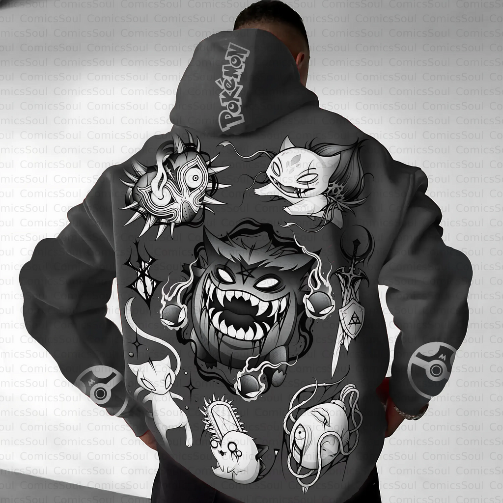 PKM-Unisex Anime Inspired Vintage Plush Hoodie