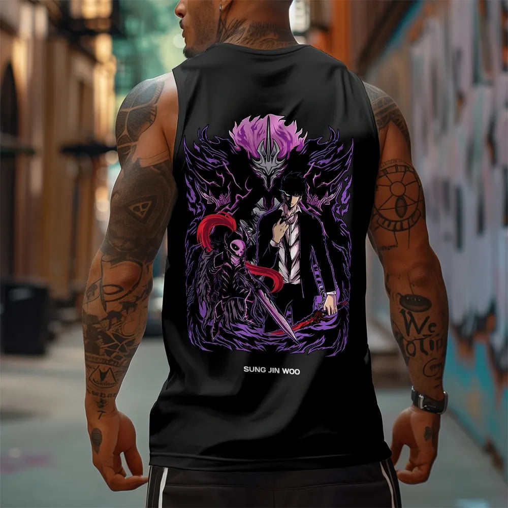 SL-Oversized Anime Print Gym Tank Top