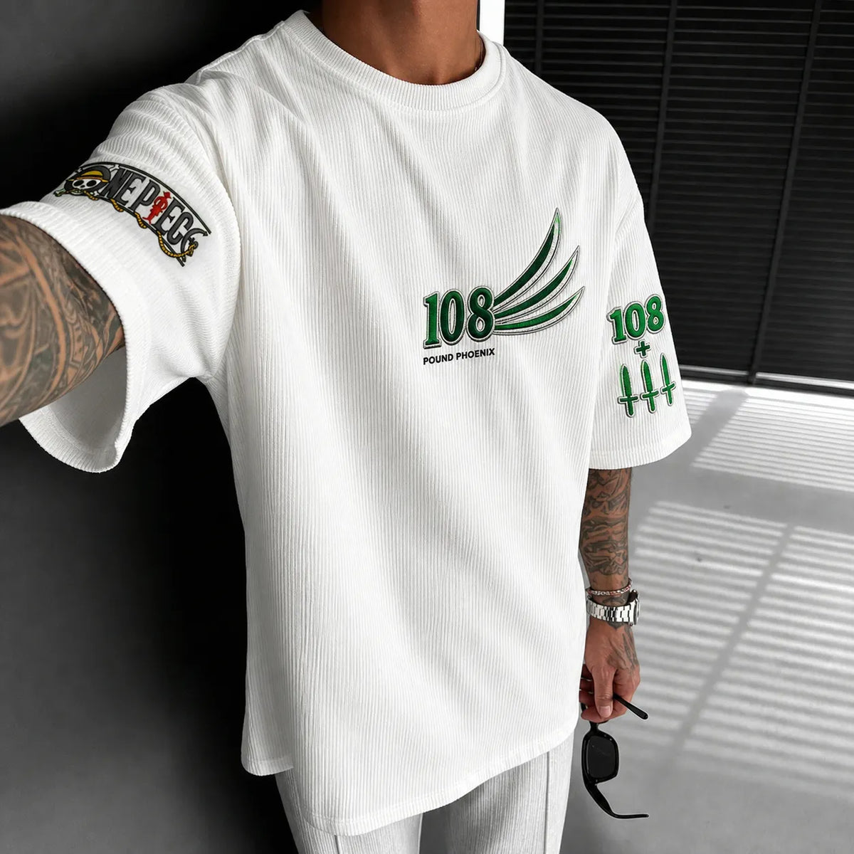 One Piece Unisex Short-Sleeve Corduroy T-Shirt With Anime Print