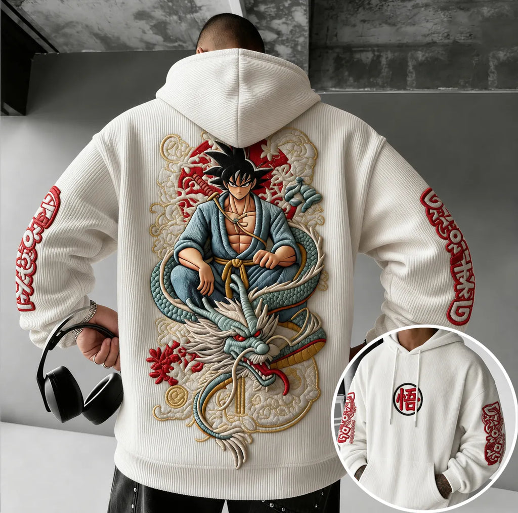 Dragon Ball Unisex Retro Corduroy Hoodie With Anime-style Graphics