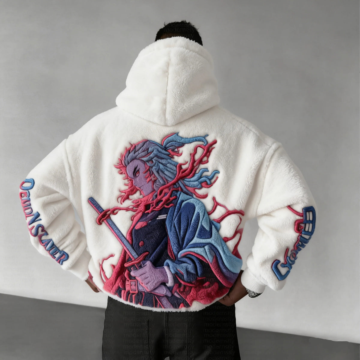 KNY Color-blocked Corduroy Hooded Sweatshirt