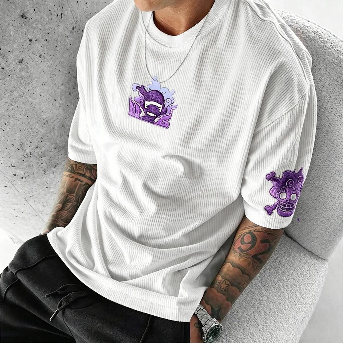 One Piece Unisex Anime Inspired Vintage Corduroy T-Shirt