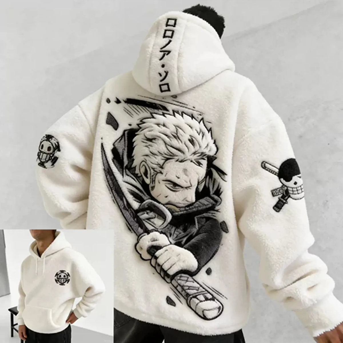One Piece Color-blocked Plush Hoodie