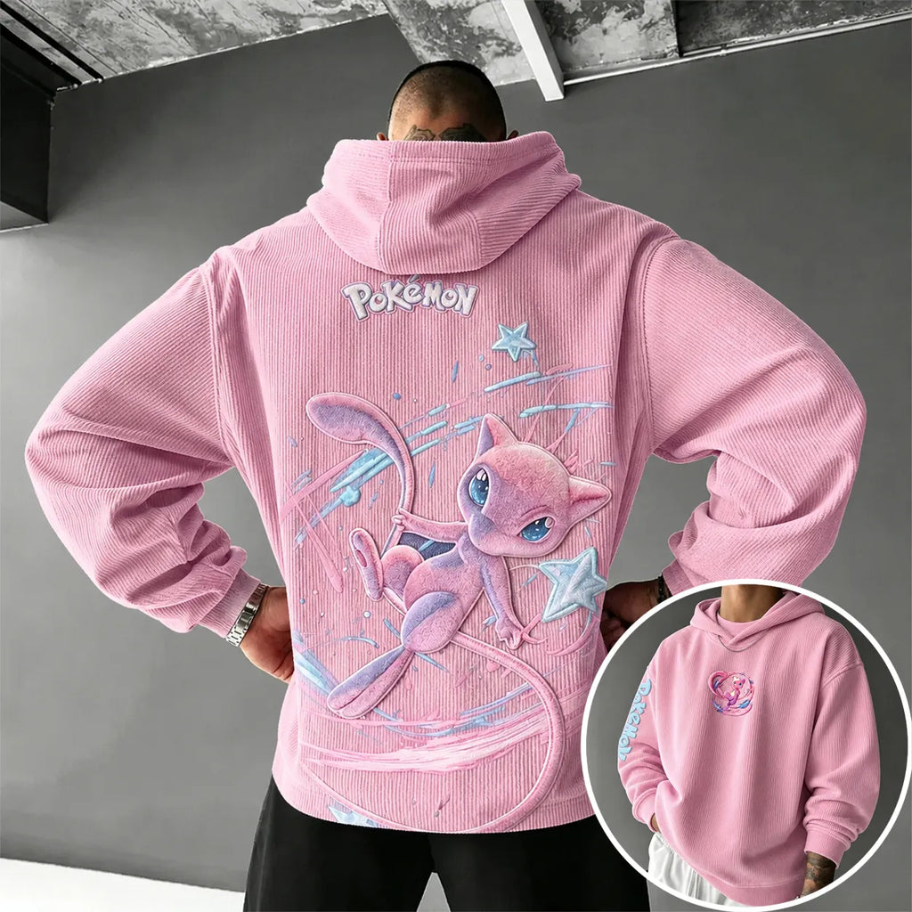 Pokémon Unisex Retro Corduroy Hoodie With Anime-style Graphics