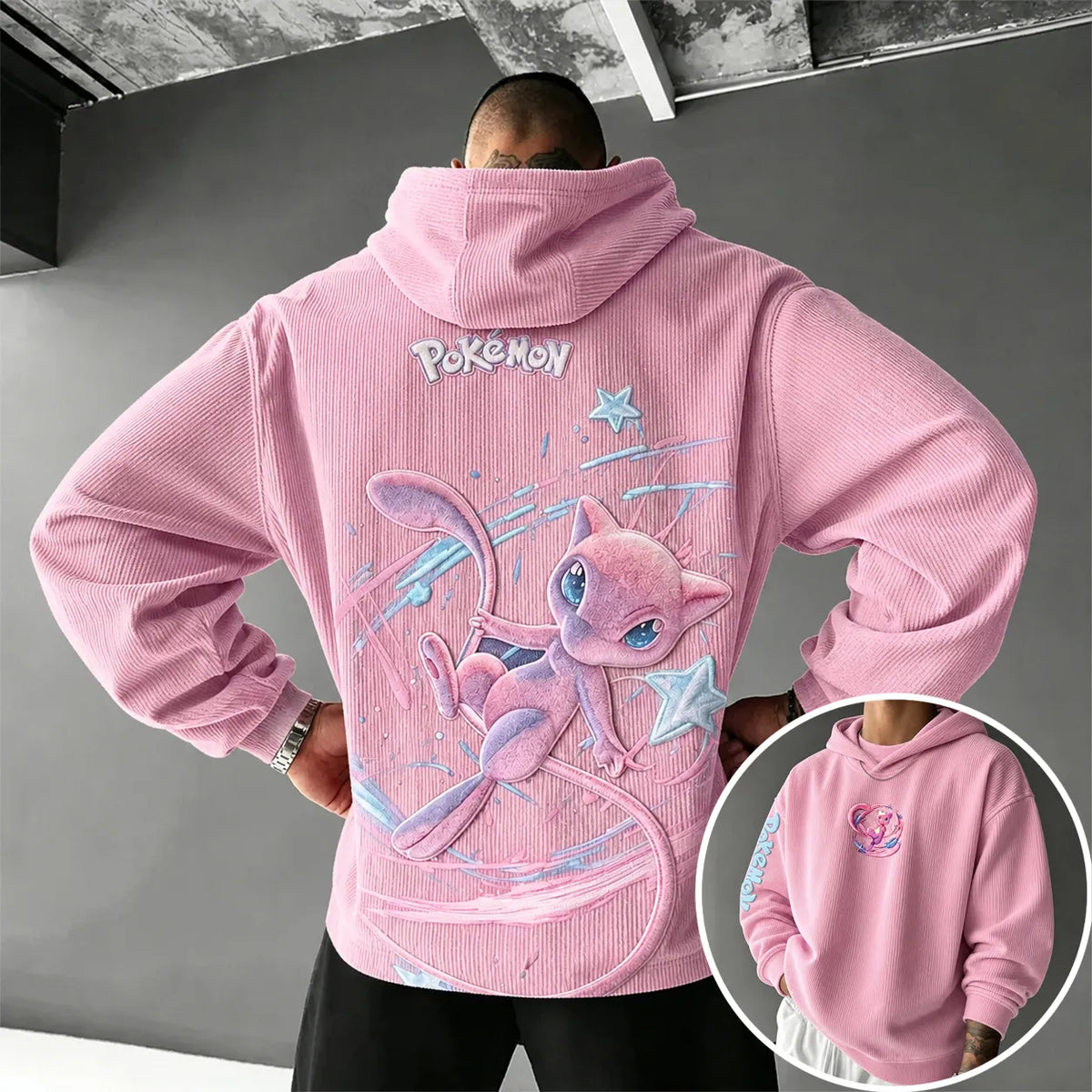 Pokémon Unisex Retro Corduroy Hoodie With Anime-style Graphics