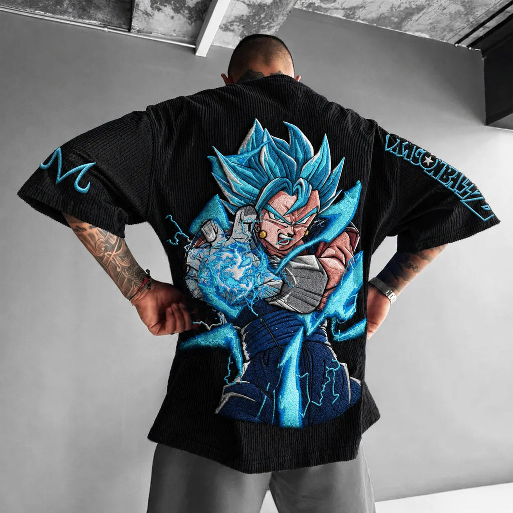 Dragon Ball Unisex Anime-Style Retro Corduroy Oversized T-Shirt