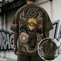 NINDO Unisex Anime-Style Retro Corduroy Oversized T-Shirt