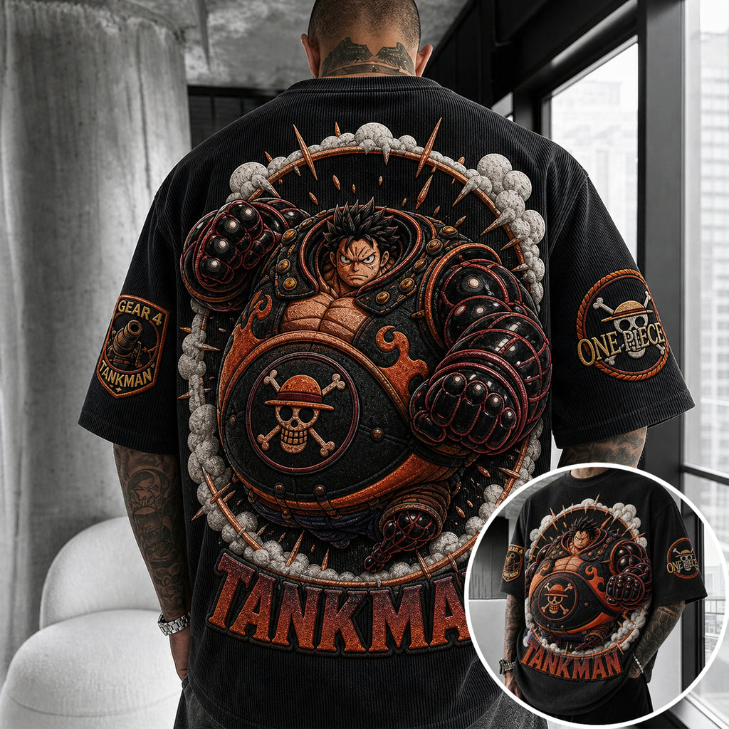 One Piece Unisex Short-Sleeve Corduroy T-Shirt With Anime Print