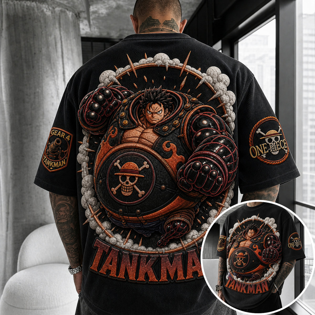 One Piece Unisex Short-Sleeve Corduroy T-Shirt With Anime Print