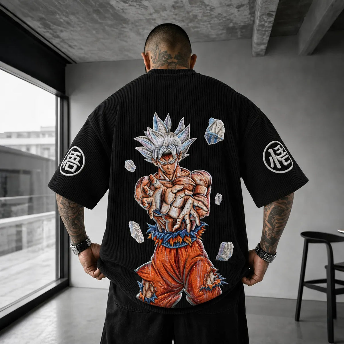Dragon Ball Unisex Anime-Style Retro Corduroy Oversized T-Shirt