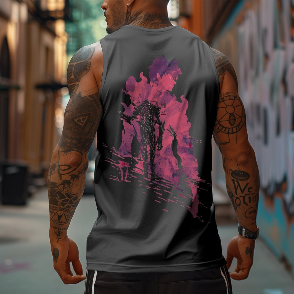 SL-Oversized Anime Print Gym Tank Top