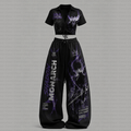 SL-Drawstring Short Sleeve Top & Long Pants Two-Piece Set