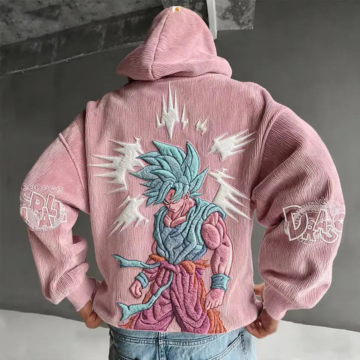 Dragon Ball Unisex Retro Corduroy Hoodie With Anime-style Graphics